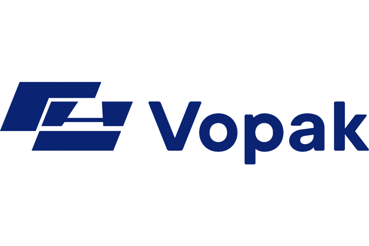 Vopak logo featuring a blue graphic symbol and the word Vopak in blue text.